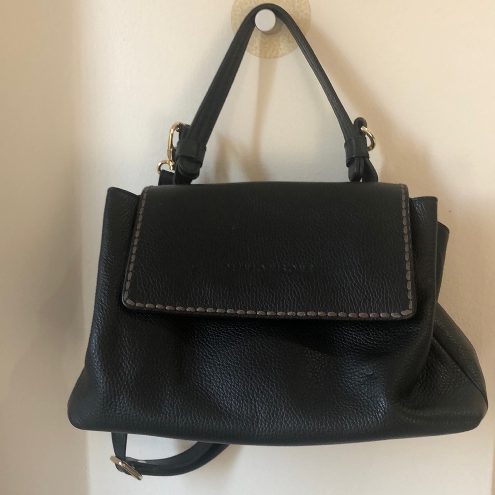 Plinio Visona Black Leather Handbag